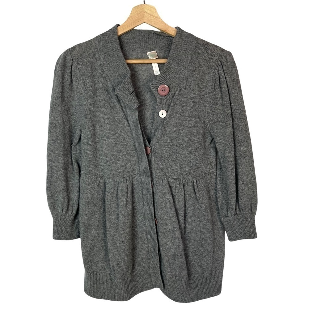 Aqua Y2K Gray Knit‎ Babydoll Button Down Cardigan Sweater XS